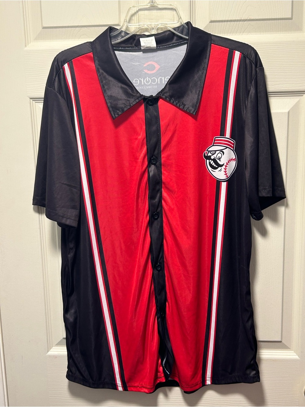 Cincinnati Reds Mr Redlegs Button Up Bowling Camp Shirt Mens XL Baseball SGA